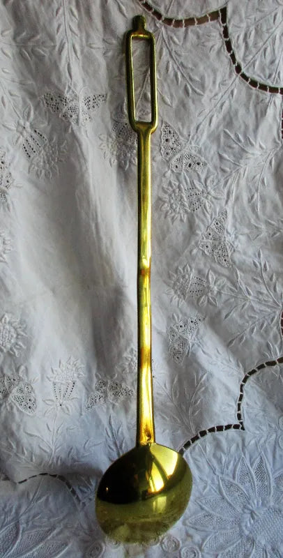 Antique English Victorian Brass Kitchen Ladle