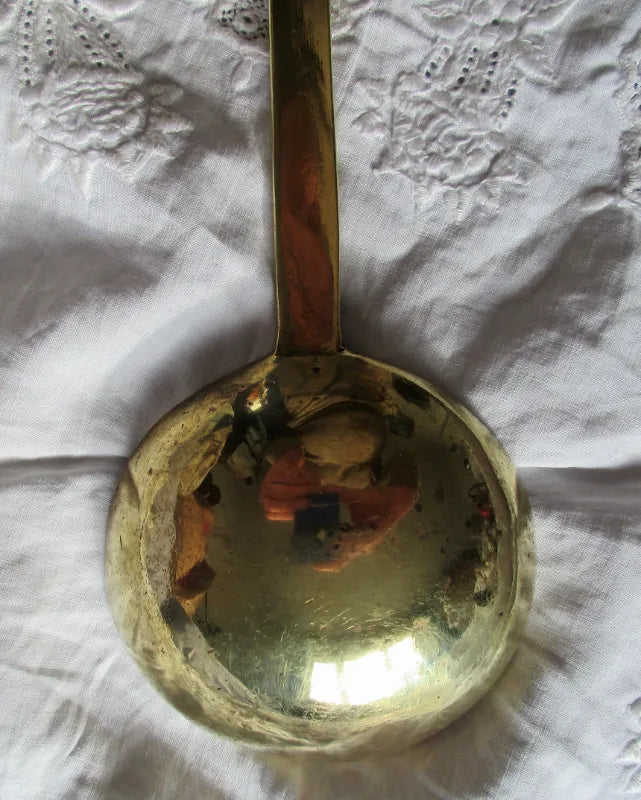 Antique English Victorian Brass Kitchen Ladle
