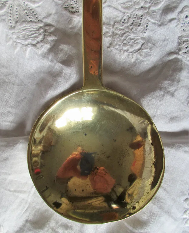 Antique English Victorian Brass Kitchen Ladle