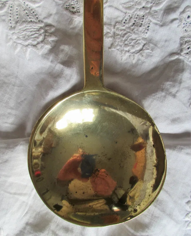 Antique English Victorian Brass Kitchen Ladle
