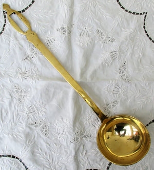 Antique English Victorian Brass Kitchen Ladle