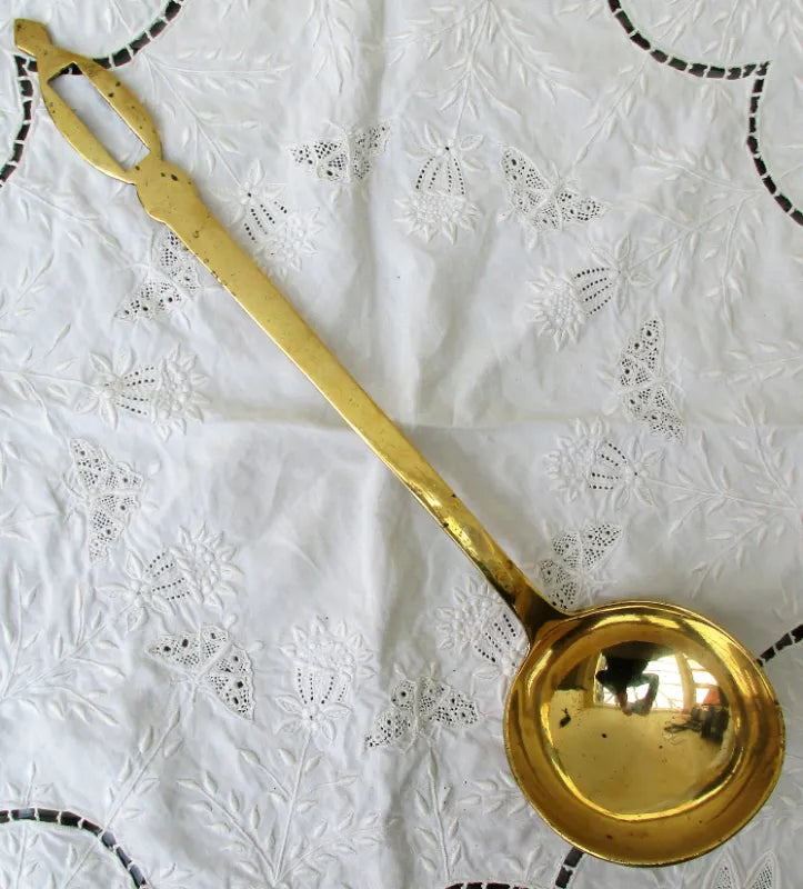 Antique English Victorian Brass Kitchen Ladle