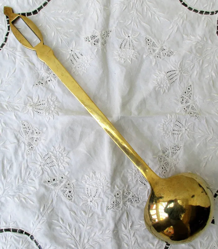 Antique English Victorian Brass Kitchen Ladle