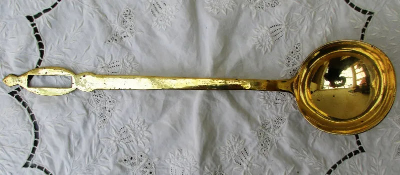 Antique English Victorian Brass Kitchen Ladle