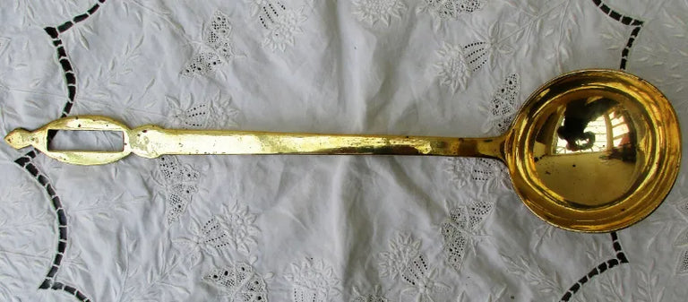 Antique English Victorian Brass Kitchen Ladle