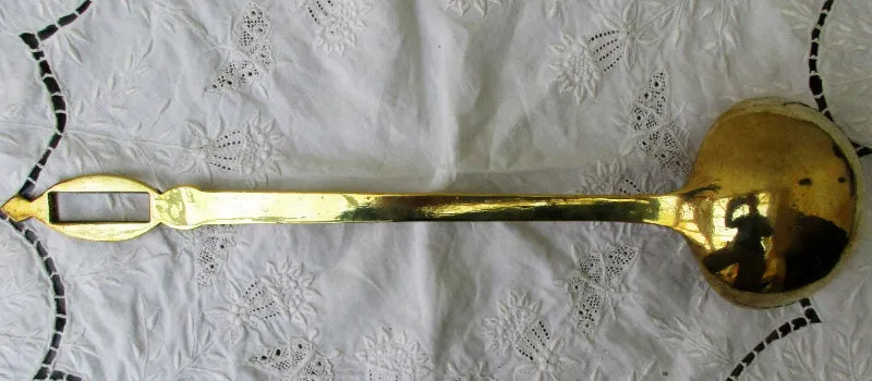 Antique English Victorian Brass Kitchen Ladle
