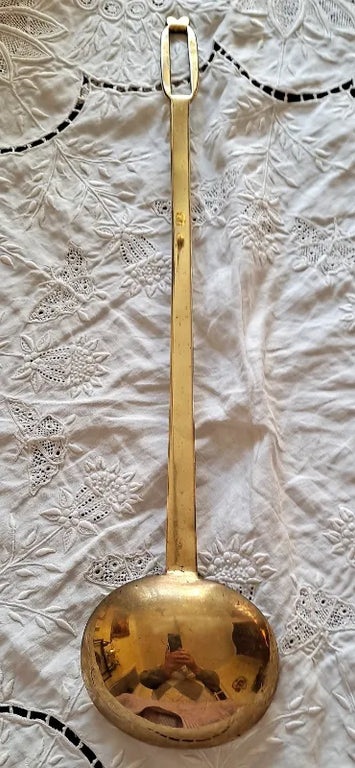 Antique English Victorian Brass Kitchen Ladle