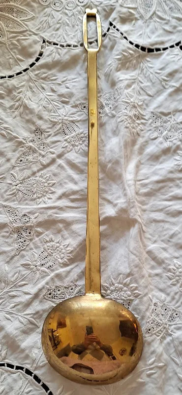 Antique English Victorian Brass Kitchen Ladle