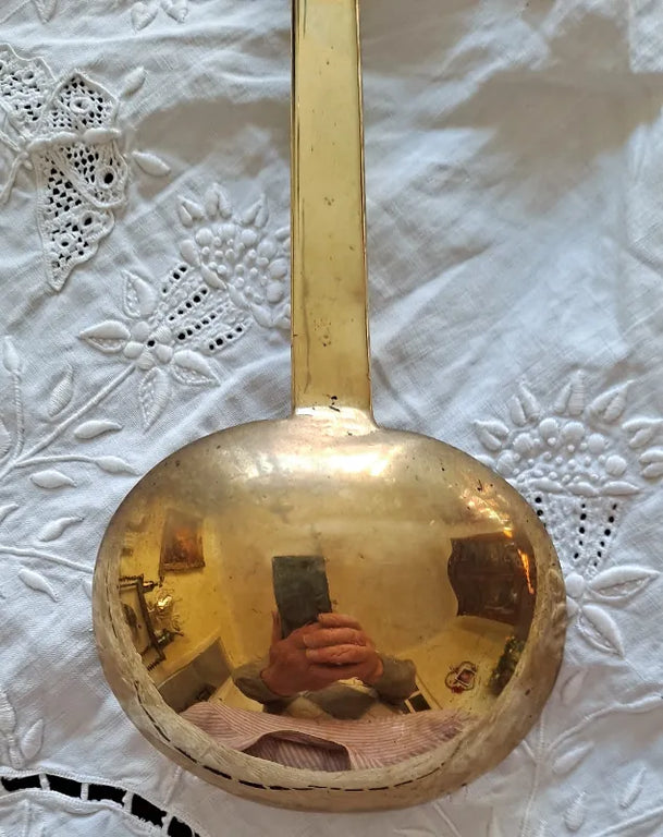 Antique English Victorian Brass Kitchen Ladle