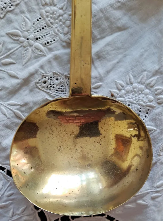 Antique English Victorian Brass Kitchen Ladle