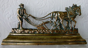 Antique English Victorian Brass Ploughman Chimney Ornament