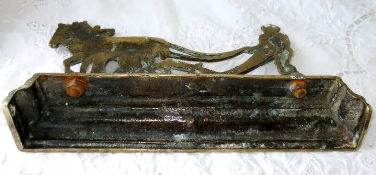 Antique English Victorian Brass Ploughman Chimney Ornament