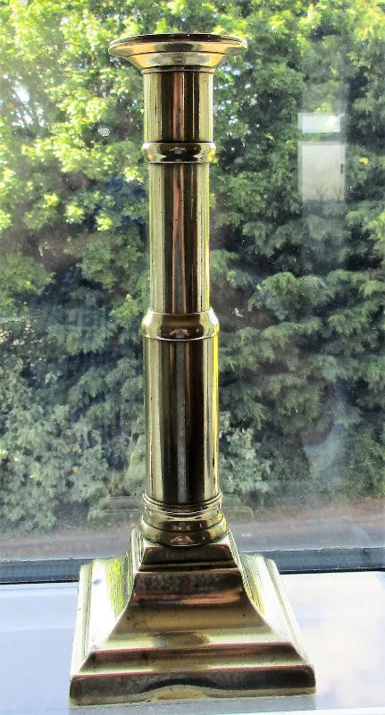 Antique English Georgian Brass Telescopic Candlestick