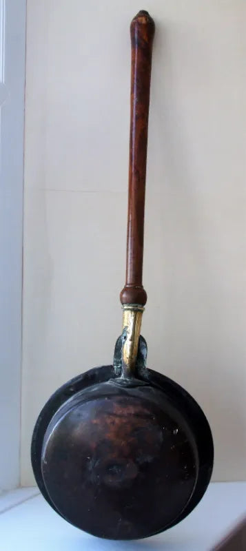 Antique English Georgian Brass & Copper Warming Pan