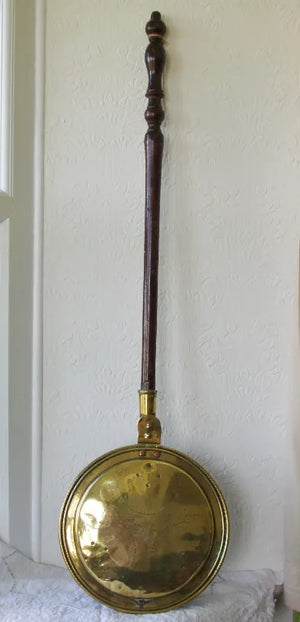 Antique English Georgian Brass & Copper Warming Pan