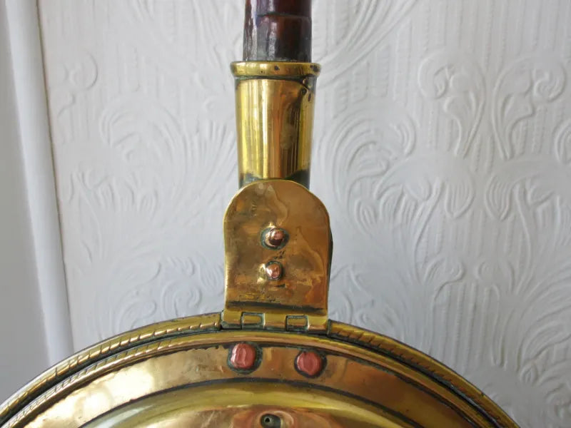 Antique English Georgian Brass & Copper Warming Pan