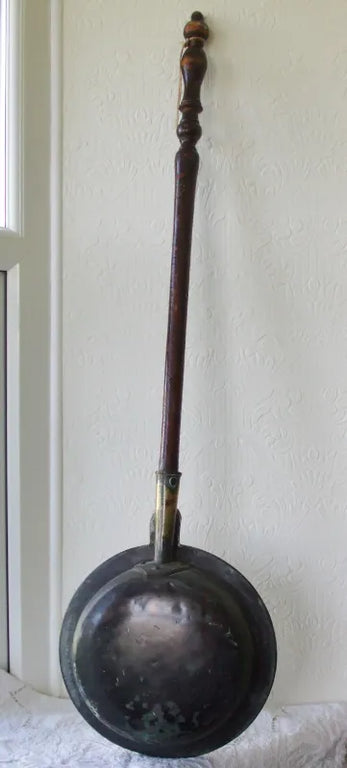 Antique English Georgian Brass & Copper Warming Pan