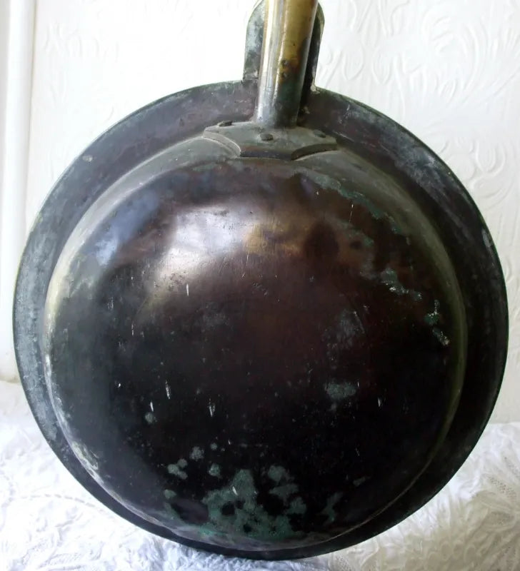 Antique English Georgian Brass & Copper Warming Pan