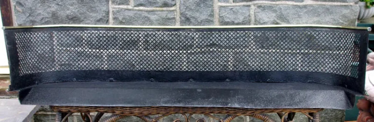 Antique English Victorian Brass & Pierced Steel Fender