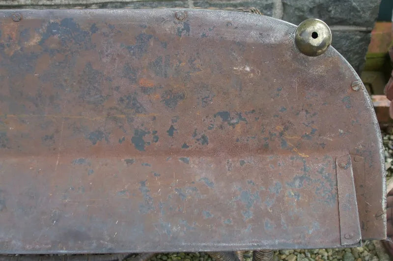 Antique English Victorian Brass & Pierced Steel Fender