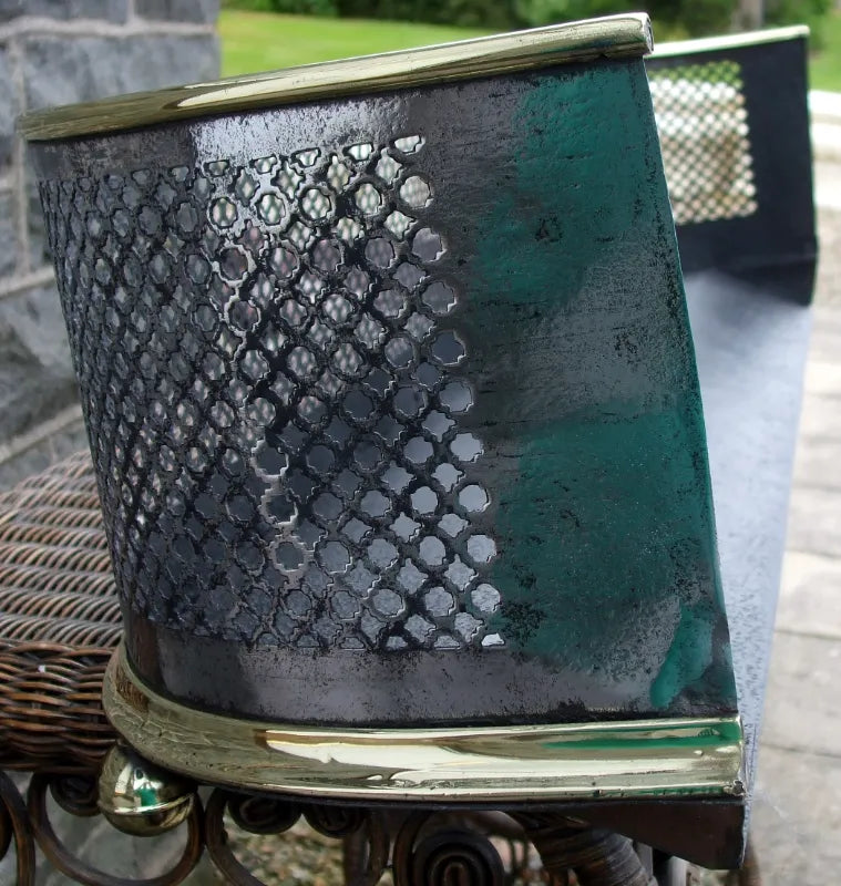 Antique English Victorian Brass & Pierced Steel Fender