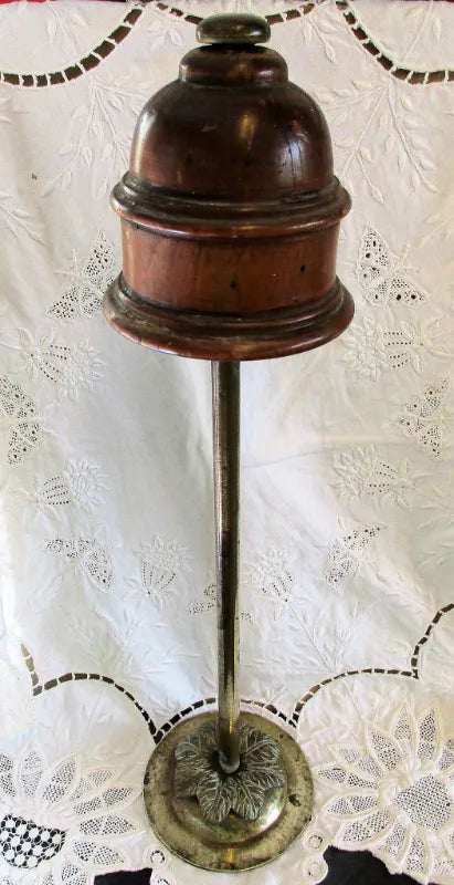Antique English Georgian Brass & Walnut Wig Stand
