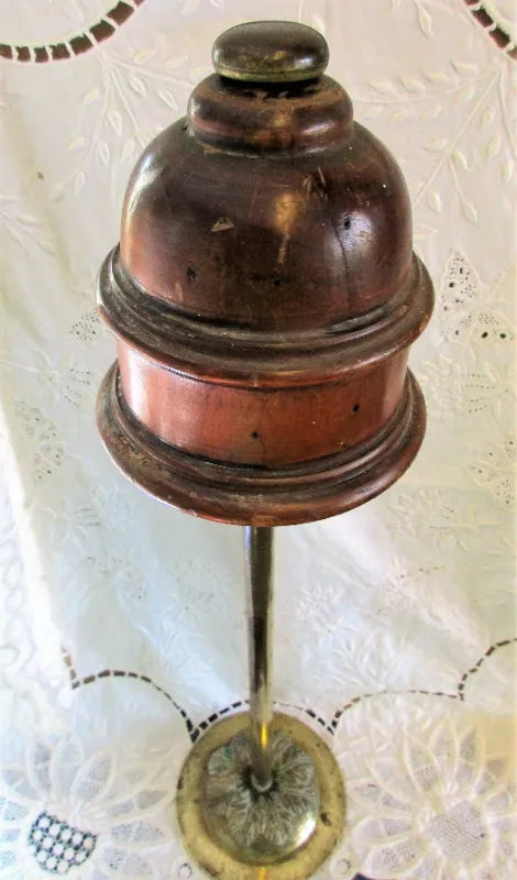 Antique English Georgian Brass & Walnut Wig Stand