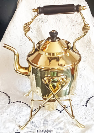 Antique English Victorian Brass Spirit Kettle