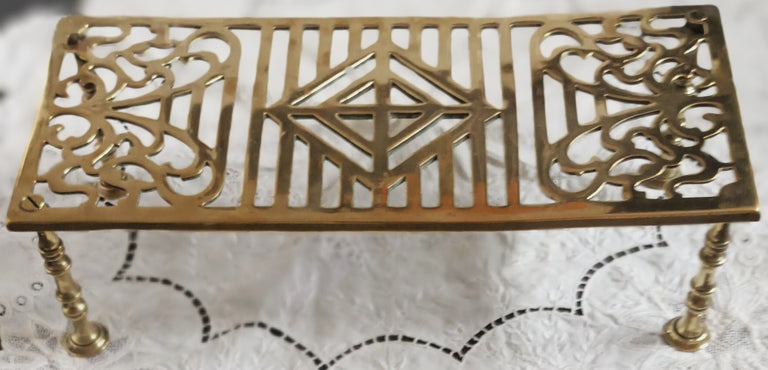 Antique English Victorian Brass Trivet / Kettle Stand