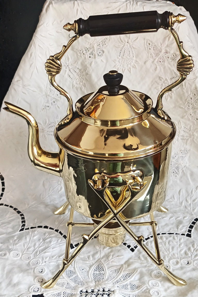 Antique English Victorian Brass Spirit Kettle