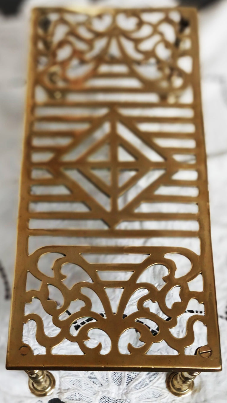Antique English Victorian Brass Trivet / Kettle Stand