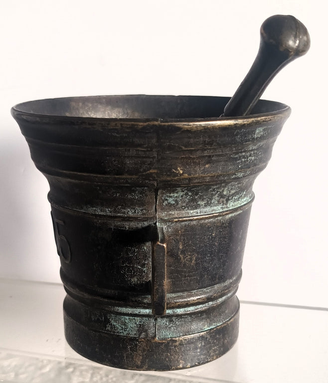 Antique English Georgian Bronze Mortar and Pestle