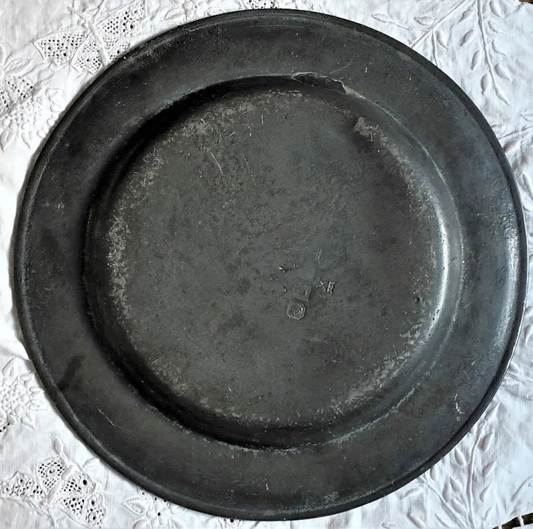 Antique English Georgian Pewter Dish / Plate