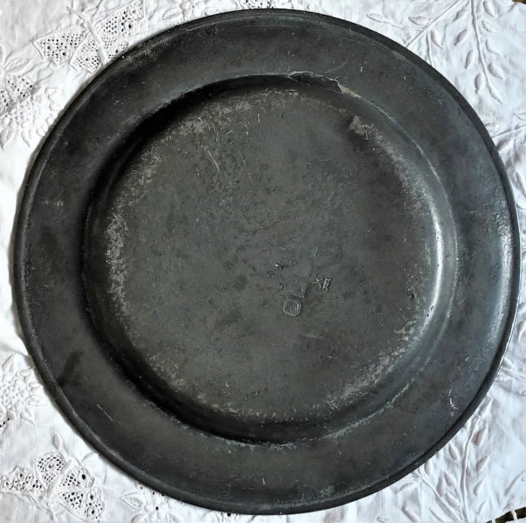 Antique English Georgian Pewter Dish / Plate
