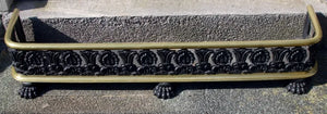 Antique English Victorian Cast Iron and Brass Fender
