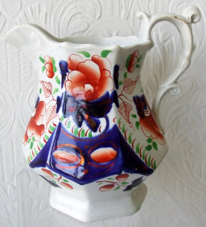 Antique Victorian Gaudy Welsh "Cambrian Rose" Pattern Jug