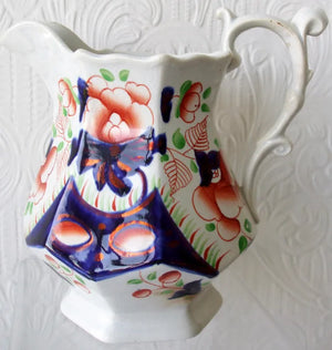 Victorian Gaudy Welsh "Cambrian Rose" Pattern Jug