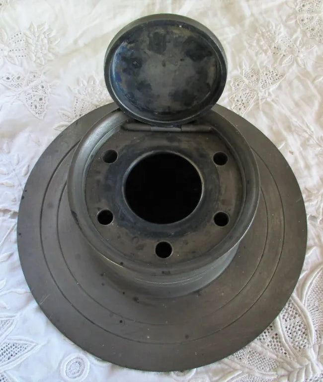 Vintage English Pewter Capstan Inkwell
