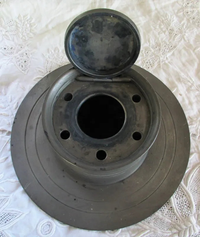 Vintage English Pewter Capstan Inkwell