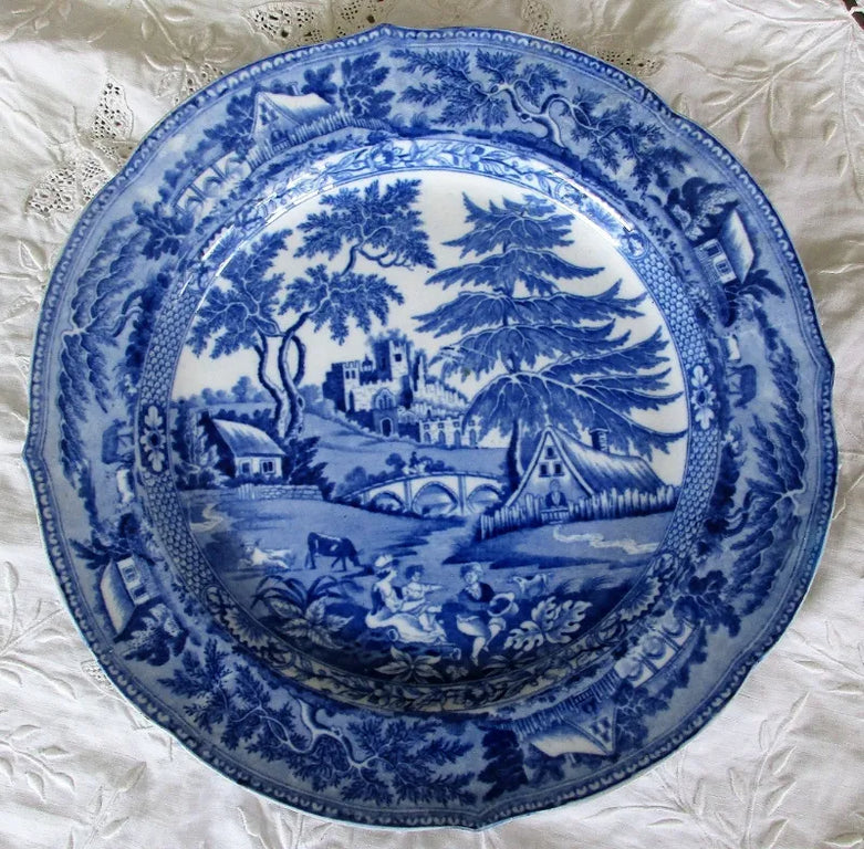 Antique Georgian Blue & White Transfer 