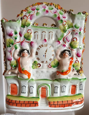 Antique Victorian Staffordshire "Castle" Clock Figure