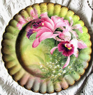 Porcelain Cabinet Dish ~ "Orchid ~ Cattleyas Dendrobium Delatum"