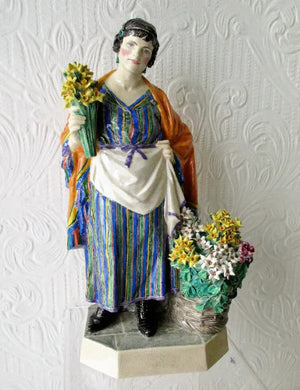 Antique Studio Pottery Figurine ~ "The Daffodil Woman" ~ Charles Vyse
