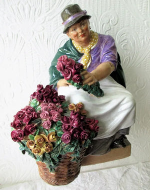 Antique Studio Pottery Figurine ~ "Piccadilly Rose Woman" ~ Charles Vyse