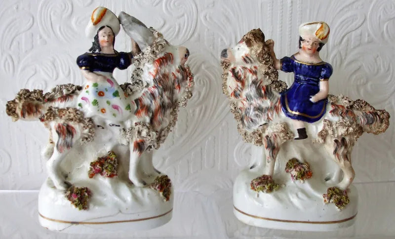 Pair of Antique Victorian Staffordshire Figures ~ 