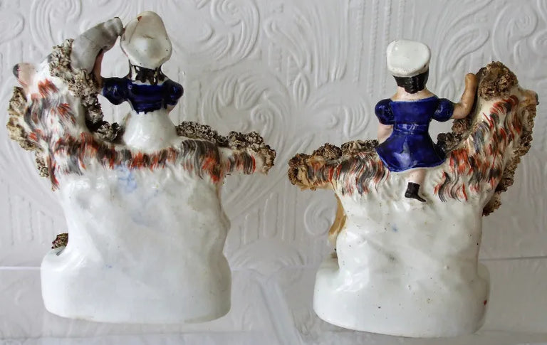 Pair of Antique Victorian Staffordshire Figures ~ 