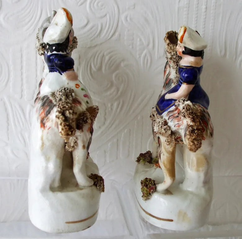 Pair of Antique Victorian Staffordshire Figures ~ 