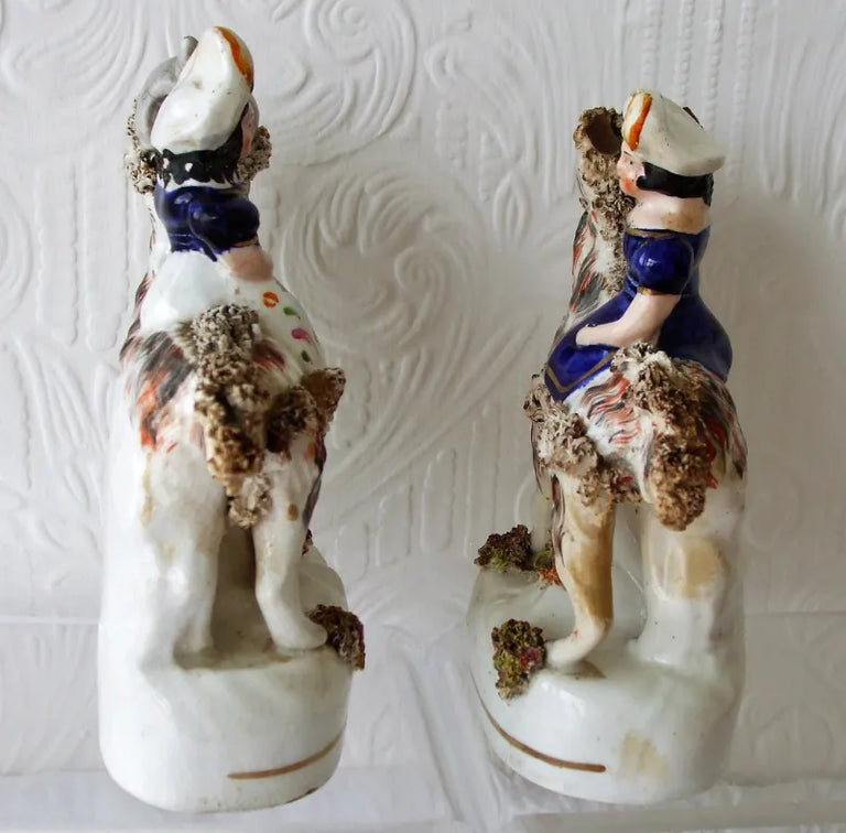 Pair of Antique Victorian Staffordshire Figures ~ 