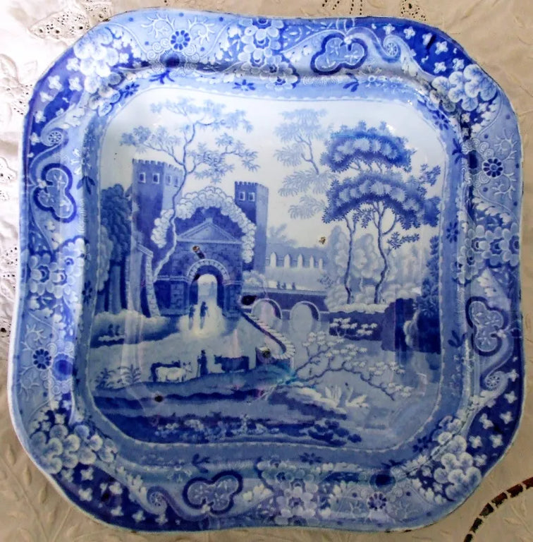 Antique English Georgian Blue and White Transfer 