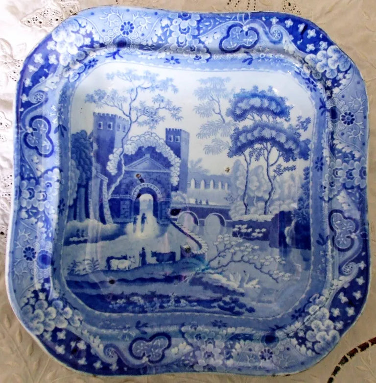 Antique English Georgian Blue and White Transfer 